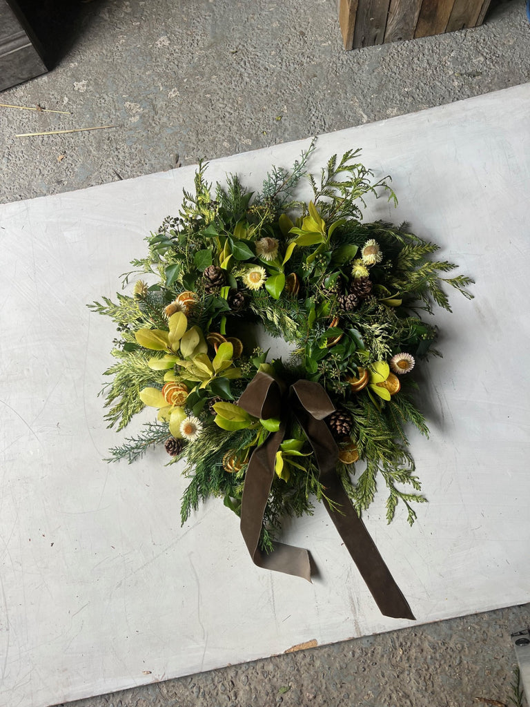 Festive lemon holly wreath