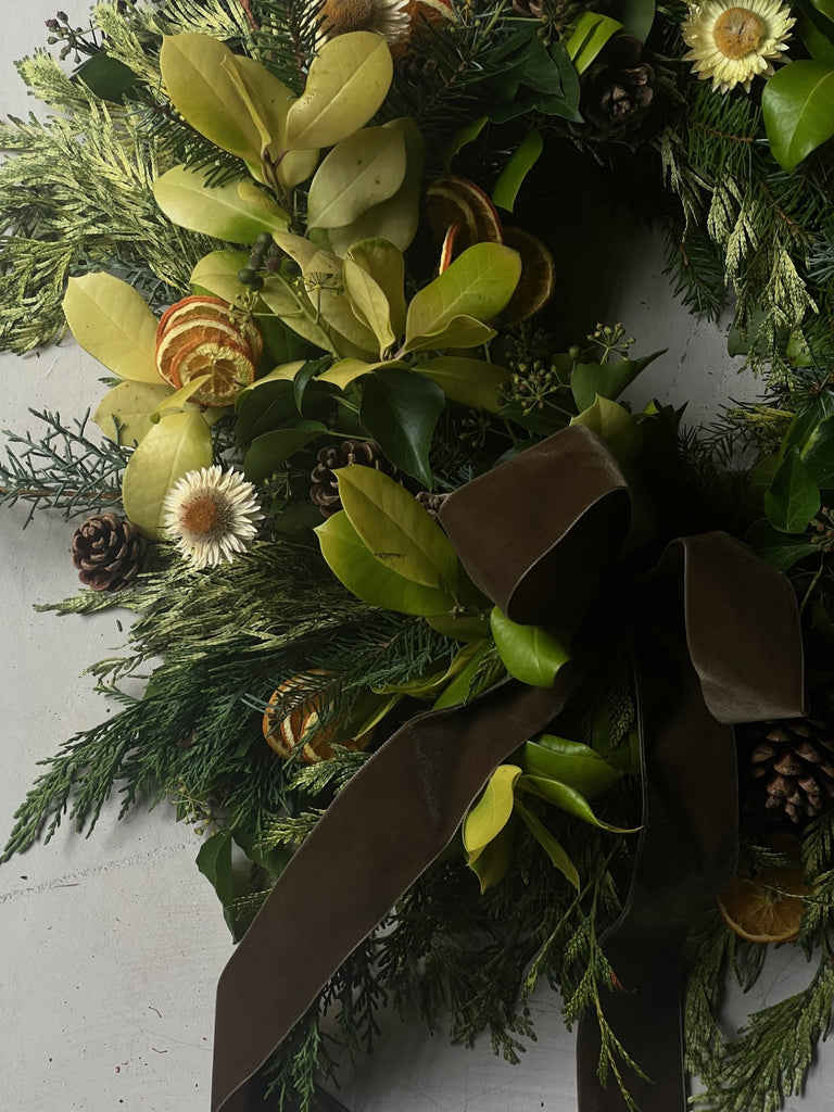 Festive lemon holly wreath