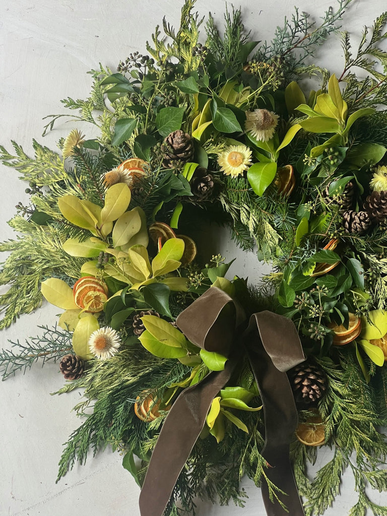 Festive lemon holly wreath