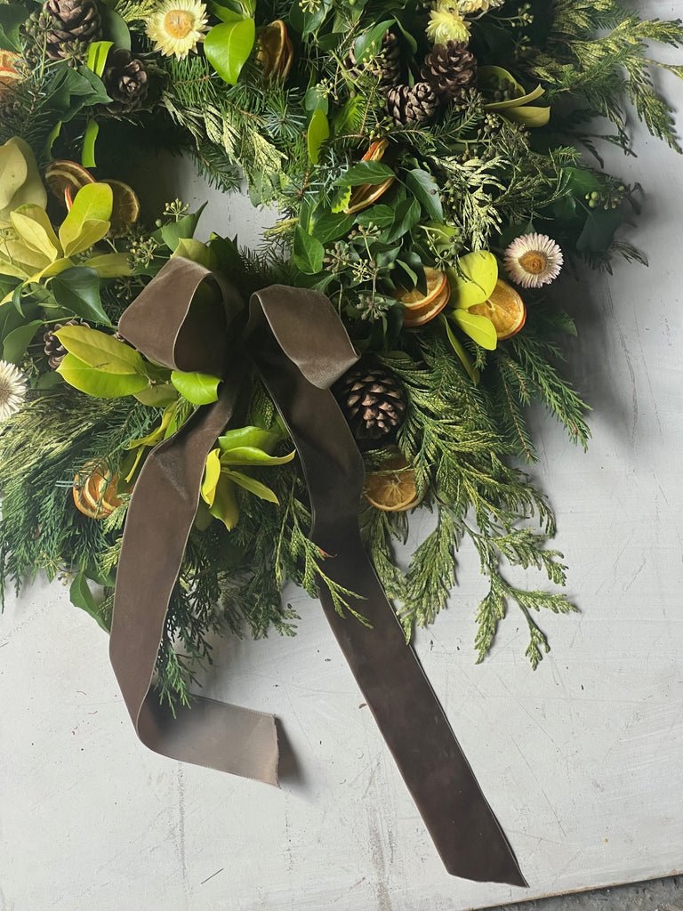 Festive lemon holly wreath