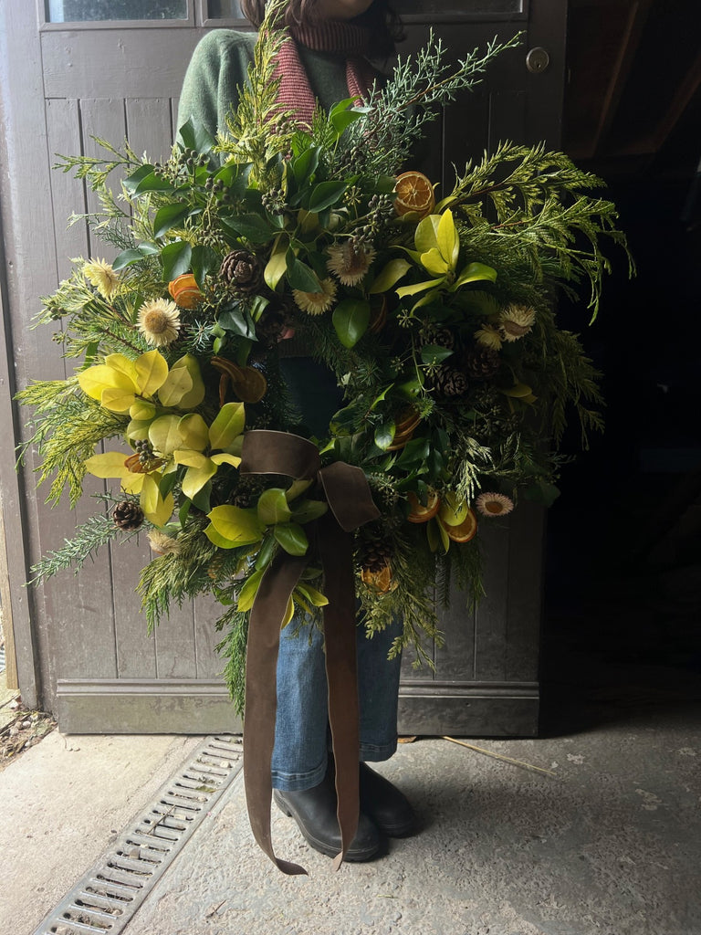 Festive lemon holly wreath