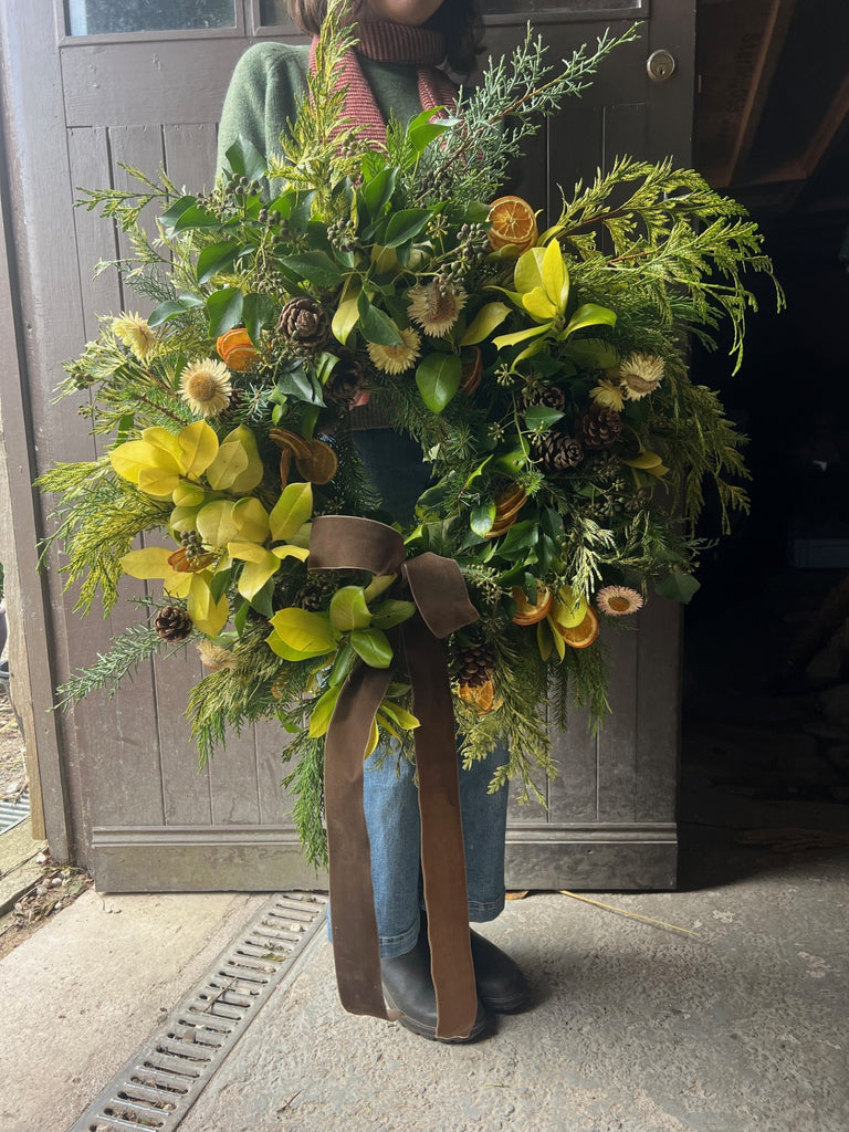 Festive lemon holly wreath