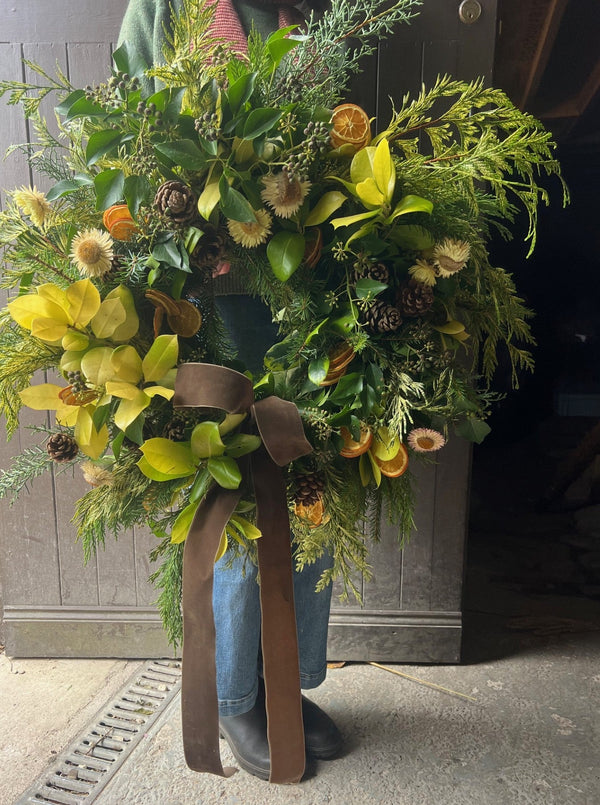 Festive lemon holly wreath