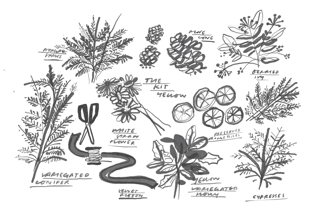 Festive lemon holly wreath Kit